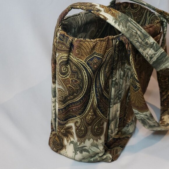 HOBO Handbag Carpet bag Canvas Tapestry 6" x 12" x 12"  brown gold white grey - Picture 8 of 8